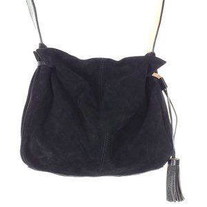 ZARA Suede Leather Hobo Bag Boho Purse Black